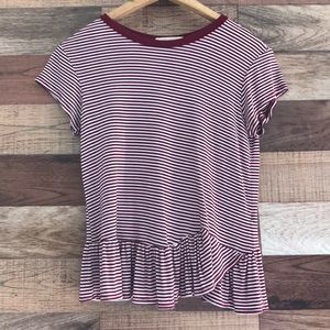 Pebble & Stone Striped Peplum Top Junior’s Small